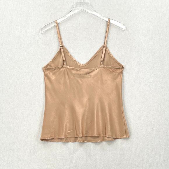 ENZA COSTA Bias Cami Tank Women Medium Khaki V-neck Adjustable Strappy Satin NEW - Picture 6 of 16